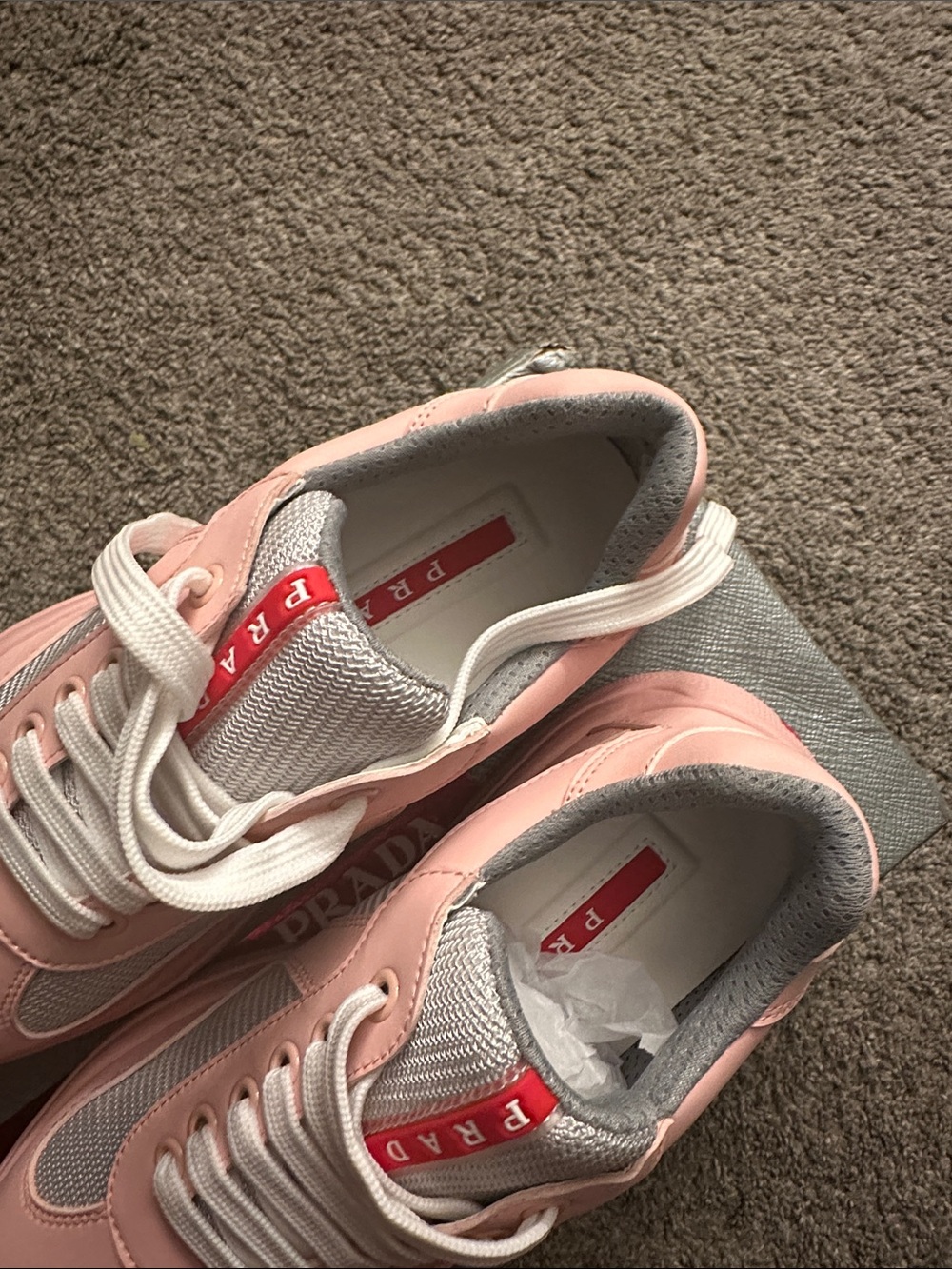 Prada Pink and Gray Women's Lace-Up Sneakers - Picture 3 of 7
